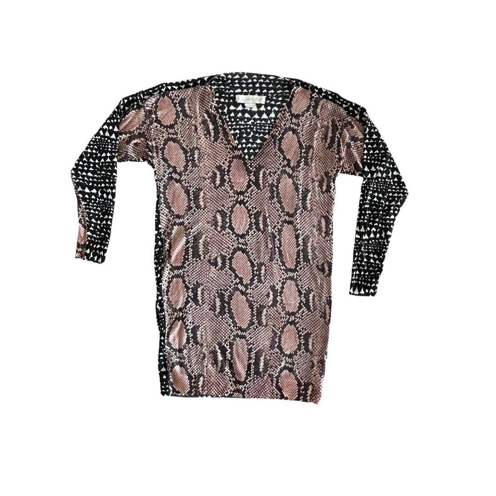 Stella McCartney Multicolor Wool Snake Tunic V-Neck Sweater XS MSRP $1,080